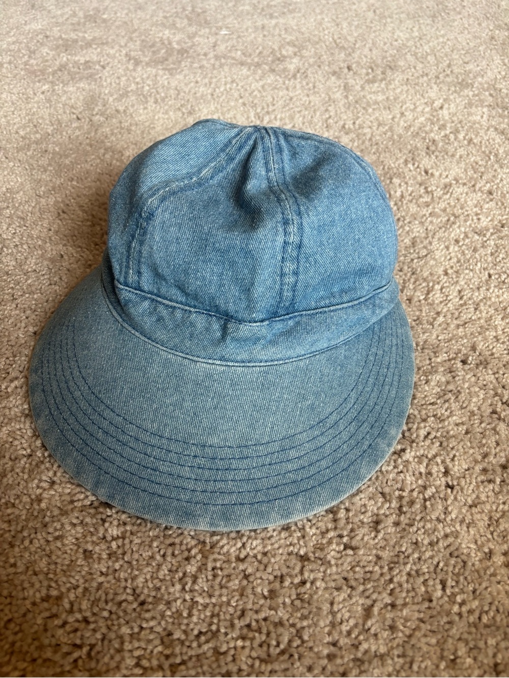 Vintage 90s Washed Denim Mechanic Cap Short Wide Brim Sun Hat Skater Slouchy